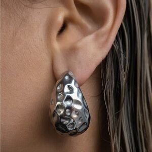 Luv Aj Silver Hammered Earrings